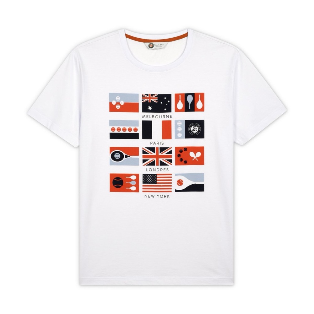 Roland Garros Grand Slam Tennis T Shirt White Mens XXL Graphic Cotton